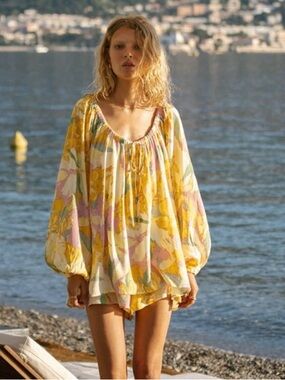 Sabo Skirt Maddelena Top in Yellow Floral, XS